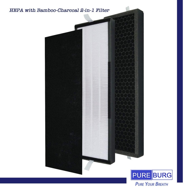 PUREBURG Replacement Filter Compatible with Alen T500 Air Purifier, 2-Pack H13 HEPA + 4 Activated Carbon Filters,Cooking Odor & Voc's Remove version - Image 2